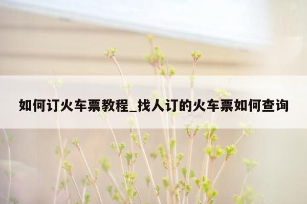 如何订火车票教程_找人订的火车票如何查询