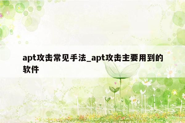 apt攻击常见手法_apt攻击主要用到的软件