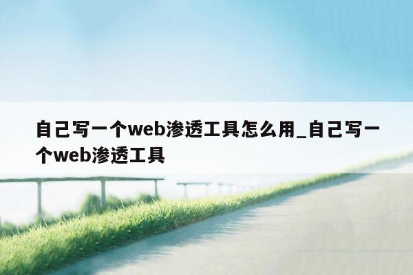 自己写一个web渗透工具怎么用_自己写一个web渗透工具