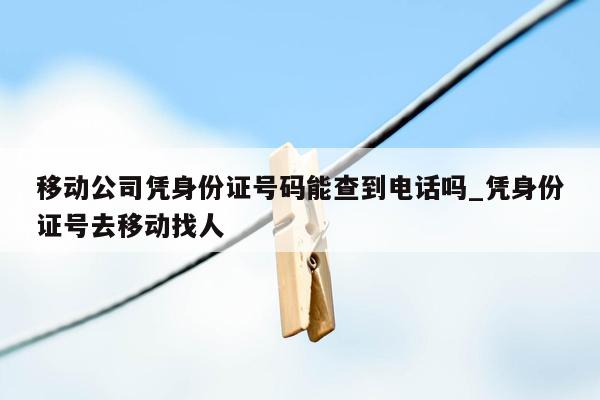 移动公司凭身份证号码能查到电话吗_凭身份证号去移动找人