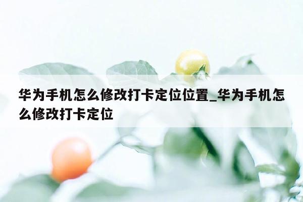 华为手机怎么修改打卡定位位置_华为手机怎么修改打卡定位