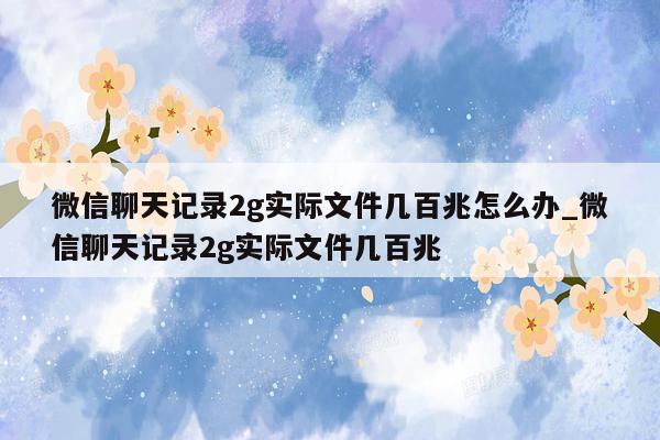 微信聊天记录2g实际文件几百兆怎么办_微信聊天记录2g实际文件几百兆