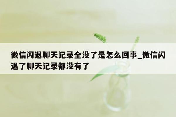 微信闪退聊天记录全没了是怎么回事_微信闪退了聊天记录都没有了