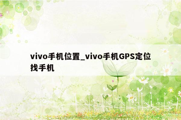 vivo手机位置_vivo手机GPS定位找手机