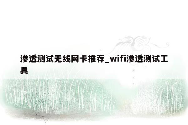 渗透测试无线网卡推荐_wifi渗透测试工具