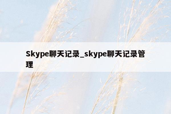 Skype聊天记录_skype聊天记录管理