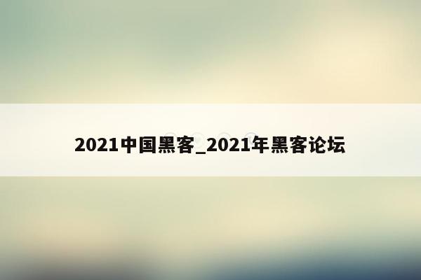 2021中国黑客_2021年黑客论坛