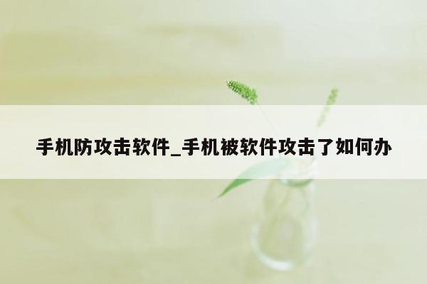 手机防攻击软件_手机被软件攻击了如何办