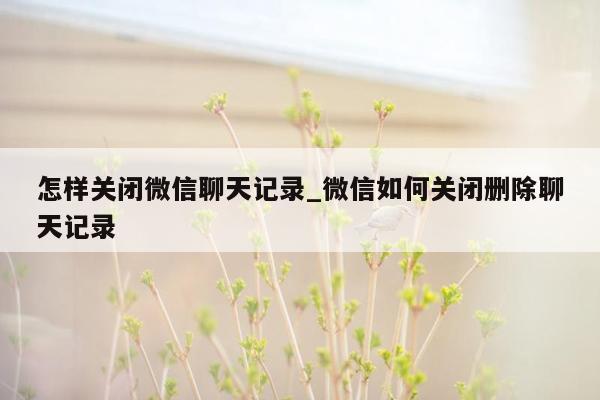 怎样关闭微信聊天记录_微信如何关闭删除聊天记录