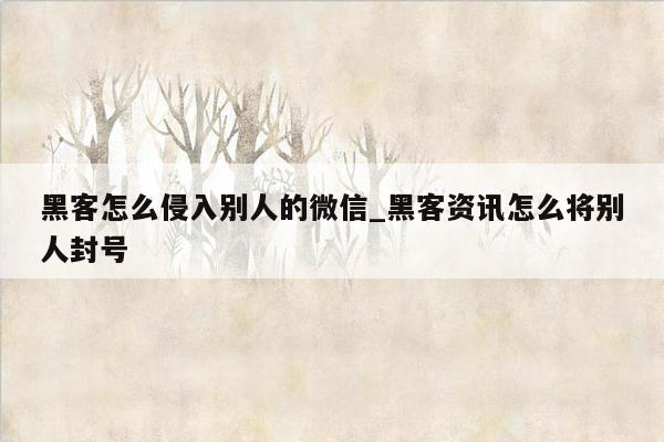 黑客怎么侵入别人的微信_黑客资讯怎么将别人封号