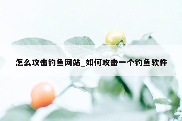 怎么攻击钓鱼网站_如何攻击一个钓鱼软件