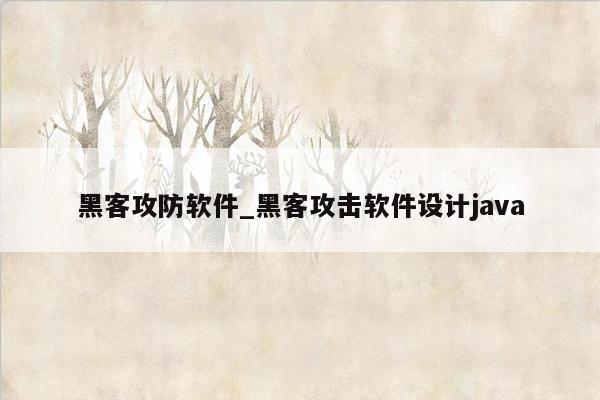 黑客攻防软件_黑客攻击软件设计java