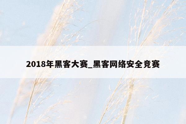 2018年黑客大赛_黑客网络安全竞赛