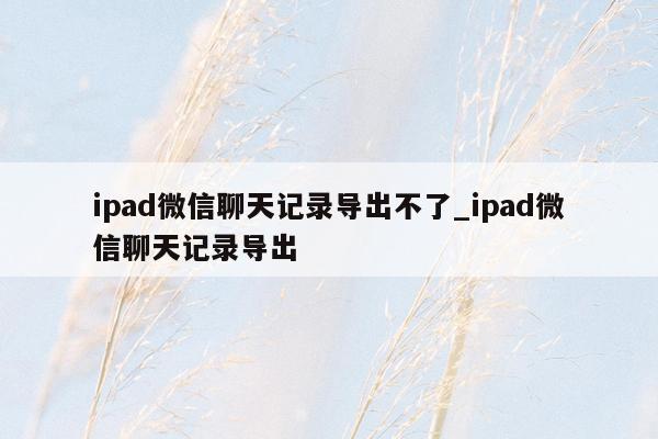 ipad微信聊天记录导出不了_ipad微信聊天记录导出