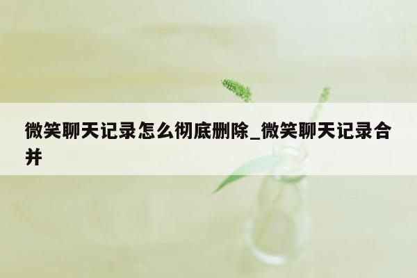 微笑聊天记录怎么彻底删除_微笑聊天记录合并