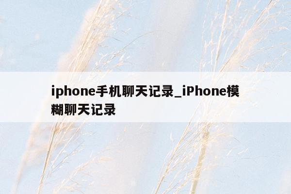 iphone手机聊天记录_iPhone模糊聊天记录