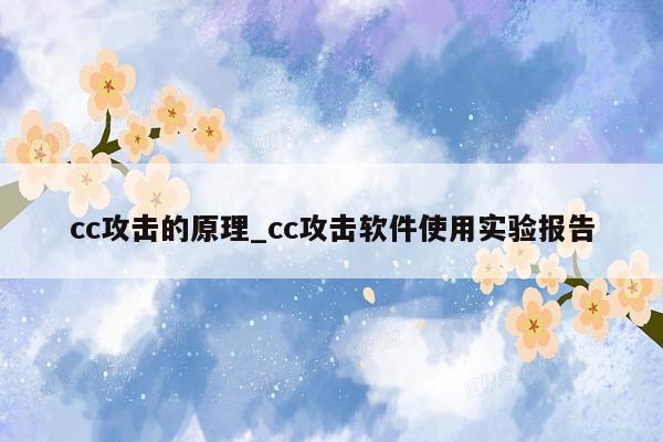 cc攻击的原理_cc攻击软件使用实验报告