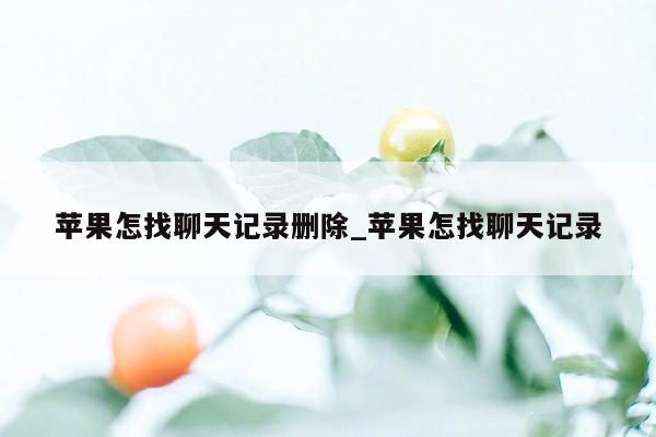 苹果怎找聊天记录删除_苹果怎找聊天记录