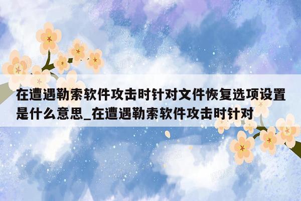 在遭遇勒索软件攻击时针对文件恢复选项设置是什么意思_在遭遇勒索软件攻击时针对