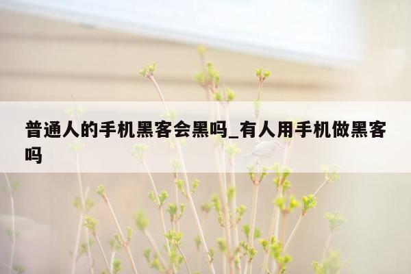 普通人的手机黑客会黑吗_有人用手机做黑客吗