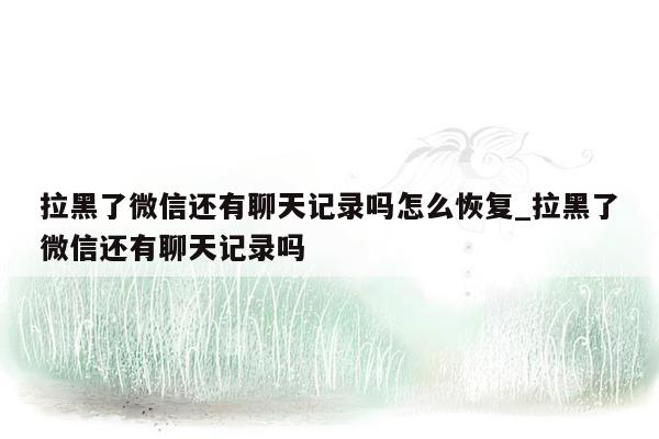 拉黑了微信还有聊天记录吗怎么恢复_拉黑了微信还有聊天记录吗